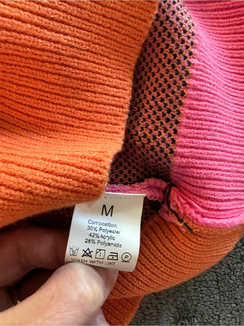 Colorblock Tiger Leopard Cardigan Pink Orange Statement Knit Medium - Picture 2 of 6